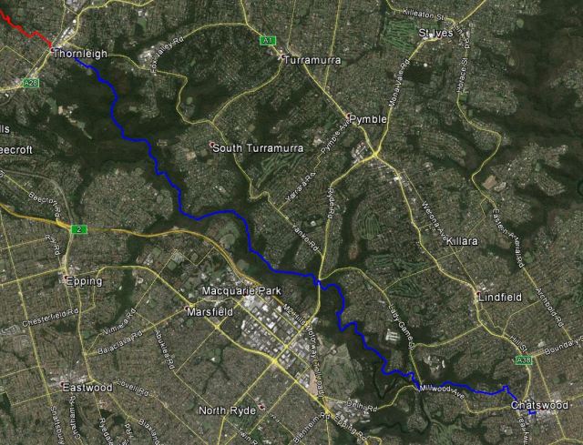 Chatswood to Thornleigh Map